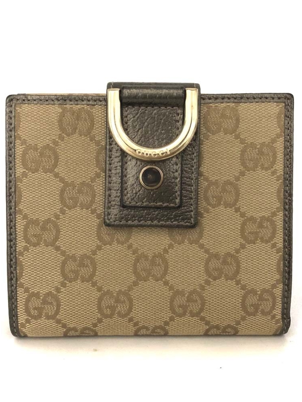 Gucci Abbey GG Canvas Leather Bifold Wallet Beige